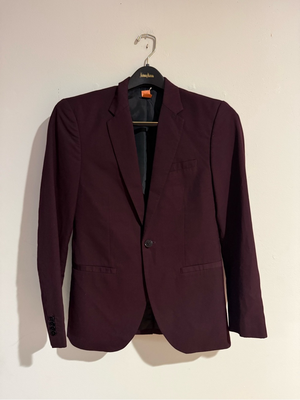 H&M Men's Dark Burgundy Single-Button Blazer